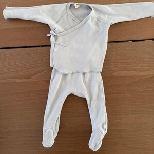 Quincy Mae Soft Blue Kids Footie Kimono Matching Set